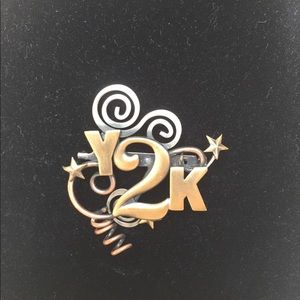 Vintage Y2K Signed K & T Brushed Metal Brooch Pin